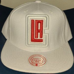 Used Mitchell & Ness LAC White/Red Snapback Hat
